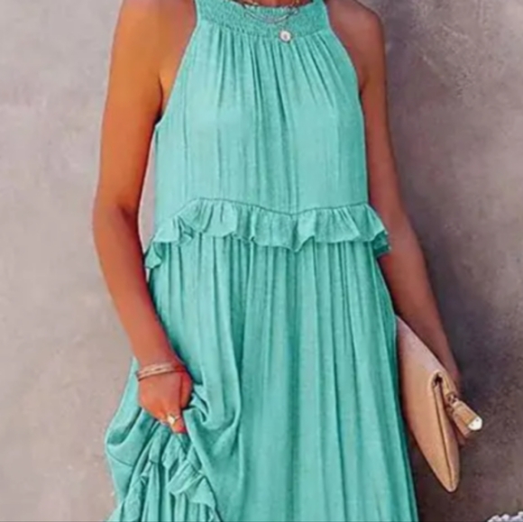 Sundress - Ruffled (Teal) - Picture 2 of 3